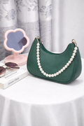 Elegant Pearl Chain Shoulder Bag – Green | Rubi's Collection