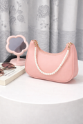 Luxury Pearl Chain Shoulder Bag – Pink