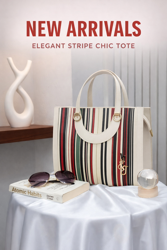 Elegant Stripe Chic Tote Bag – Stylish Women Handbag