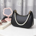 Luxury Pearl Chain Shoulder Bag – Black