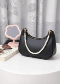 Luxury Pearl Chain Shoulder Bag – Black