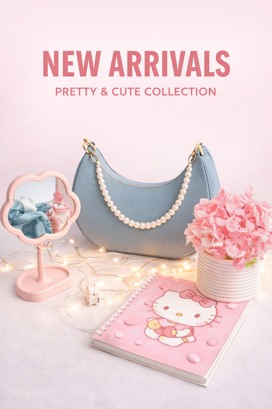 Elegant Pearl Chain Shoulder Bag – Sky Blue | Rubi's Collection
