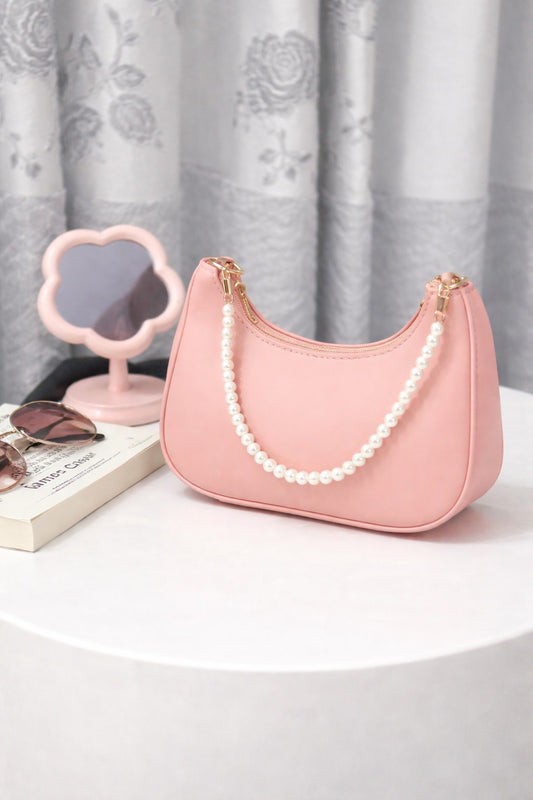 Luxury Pearl Chain Shoulder Bag – Pink