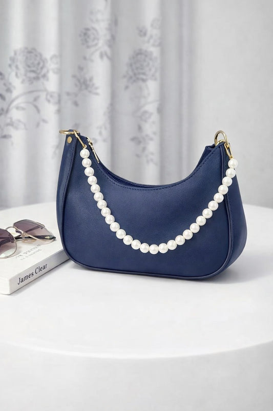 Elegant Pearl Chain Shoulder Bag – Blue |Rubi's Collection