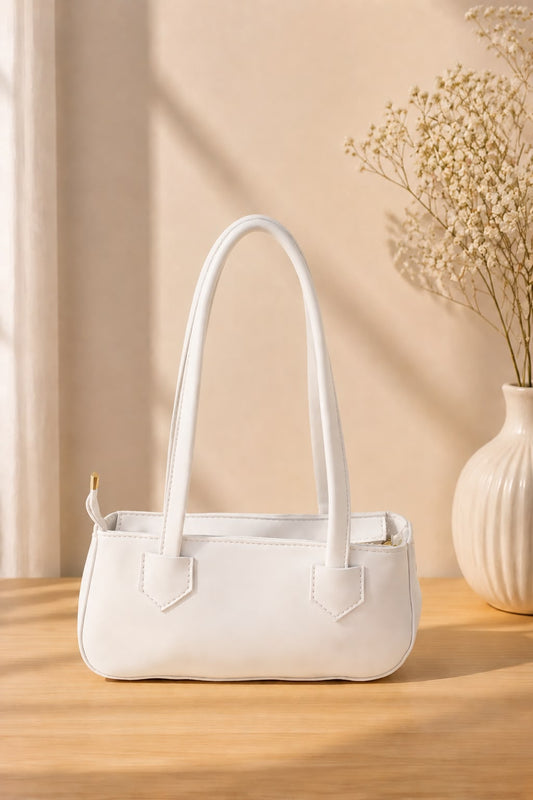 Elegant White Women's Shoulder Handbag.