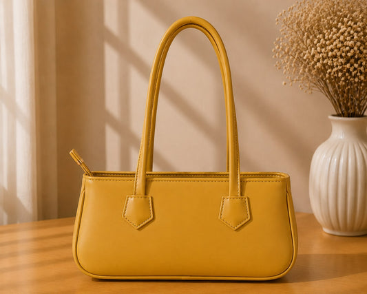 Elegant Mustard Yellow Women's Shoulder Handbag.